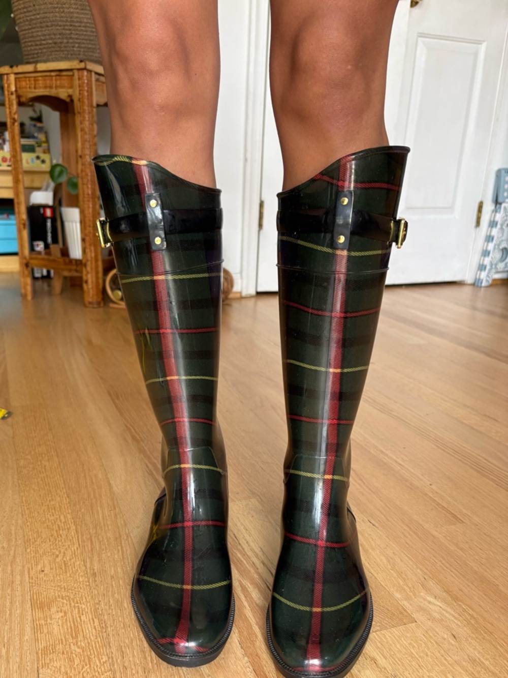 Ralph Lauren Black Boot with Teal Logo Accent